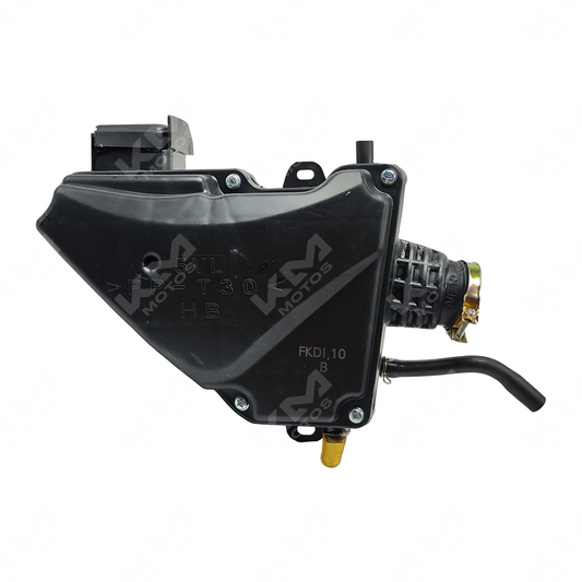 Filtro de aire completo para YBR125, depurador de alta calidad, con componentes visibles en el interior del sistema.