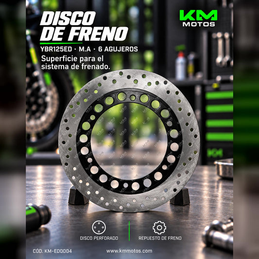 Disco de freno delantero KM Motos para YBR125ED con 6 agujeros, componente de freno de alta calidad.