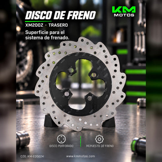 Disco de freno trasero XM200Z de KM Motos, componente de freno de alta calidad para motocicletas.