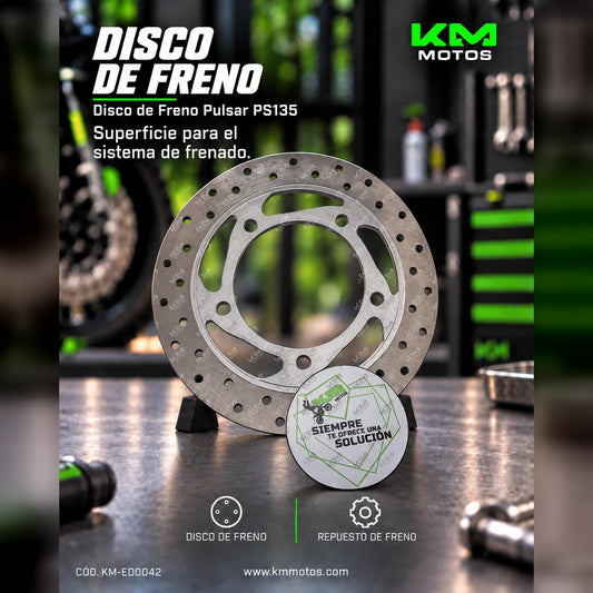 Disco de freno Pulsar PS135 de Bajaj, componente metálico con superficie de fricción para motocicletas.