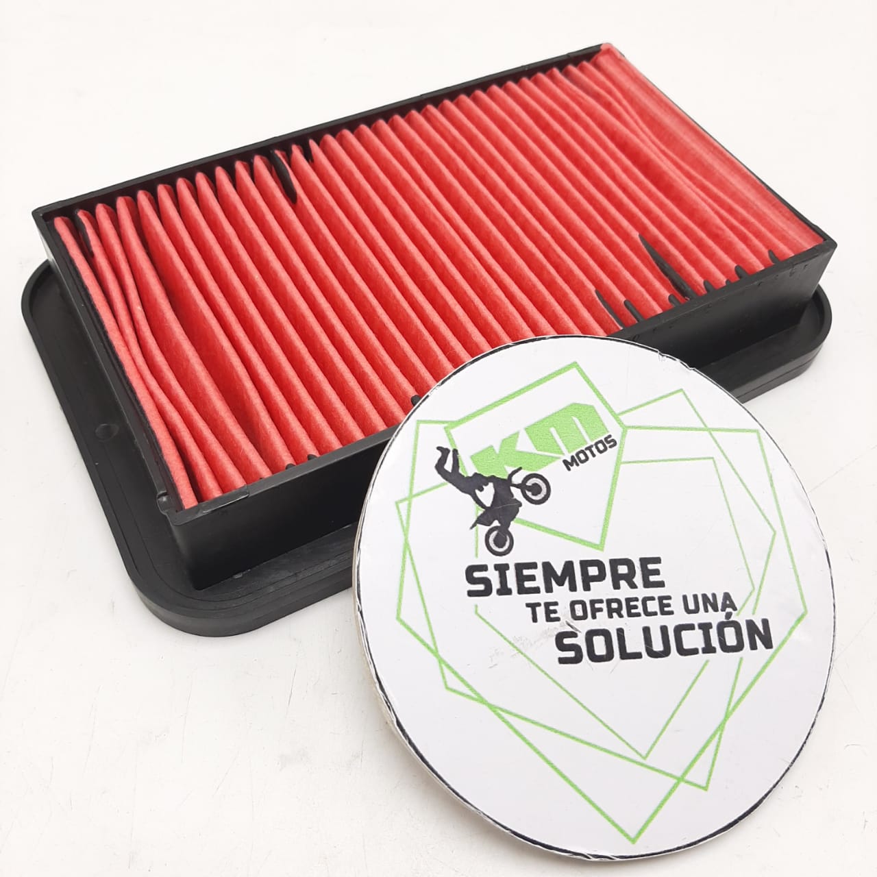 Filtro de aire KM Motos para GSR150, GSR200 y GSR250, mostrando el filtro de espuma y estructura de malla.