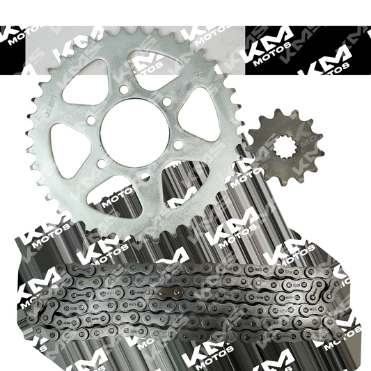 Kit de tracción universal para motos NXR125, BROSS 125 y ZX250, con engranajes de 39 dientes para transmisión robusta.