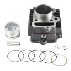 Carena de cilindro KM Motos para CB200/Yumbo, 69mm, en color negro, muestra la pieza de protección del motor.