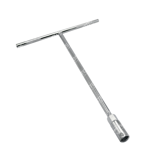 Llave en T KM Motos tamaño #8, herramienta metálica para ajustar tornillos y tuercas en motocicletas y maquinaria.