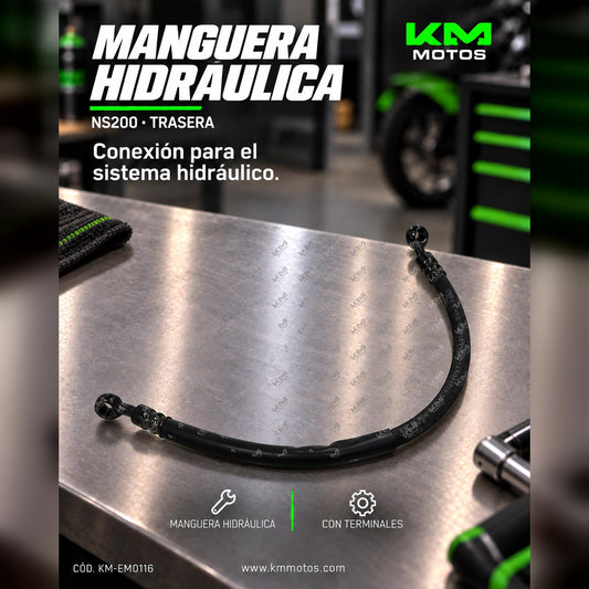 MANGUERA DE FRENO NS200 PULSAR TRAS — KM-EM0116 | KM Motos