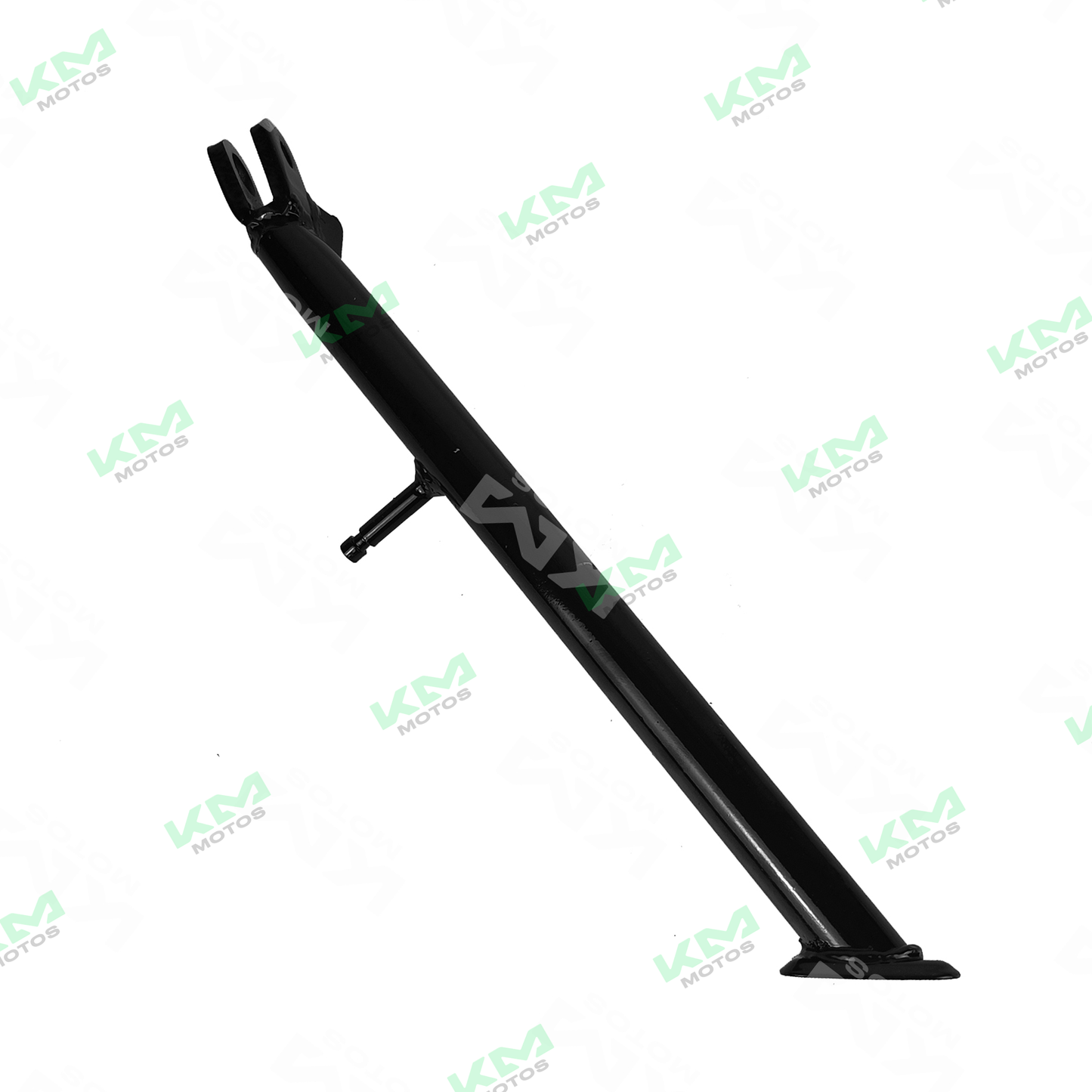 Pata lateral para motos KM Motos GXT200, KMF200 y ZX200, parte de soporte lateral en color negro.