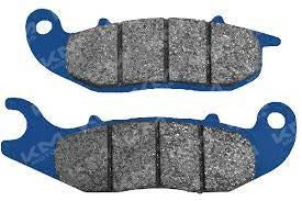 Pastillas de freno Yamaha para XTZ150 y LIFAN 150, imagen con las pastillas nuevas y detalles de su forma y tamaño