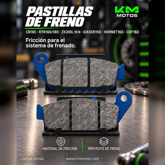Pastillas de freno traseras Honda para CB190, Apache 180, RTR160, Gixxer 150 y Hornet 160, en empaque compacto.
