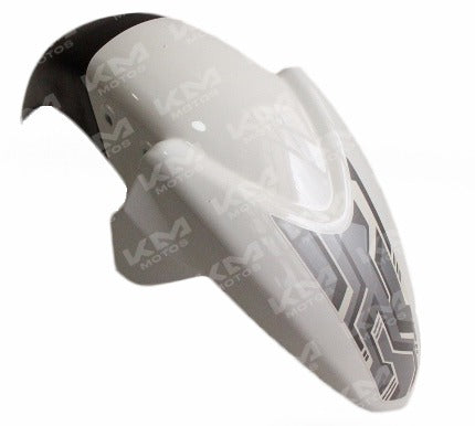 Guardafangos universal para Tvs Apache RTR200 en color blanco, protección y estilo para motocicleta.
