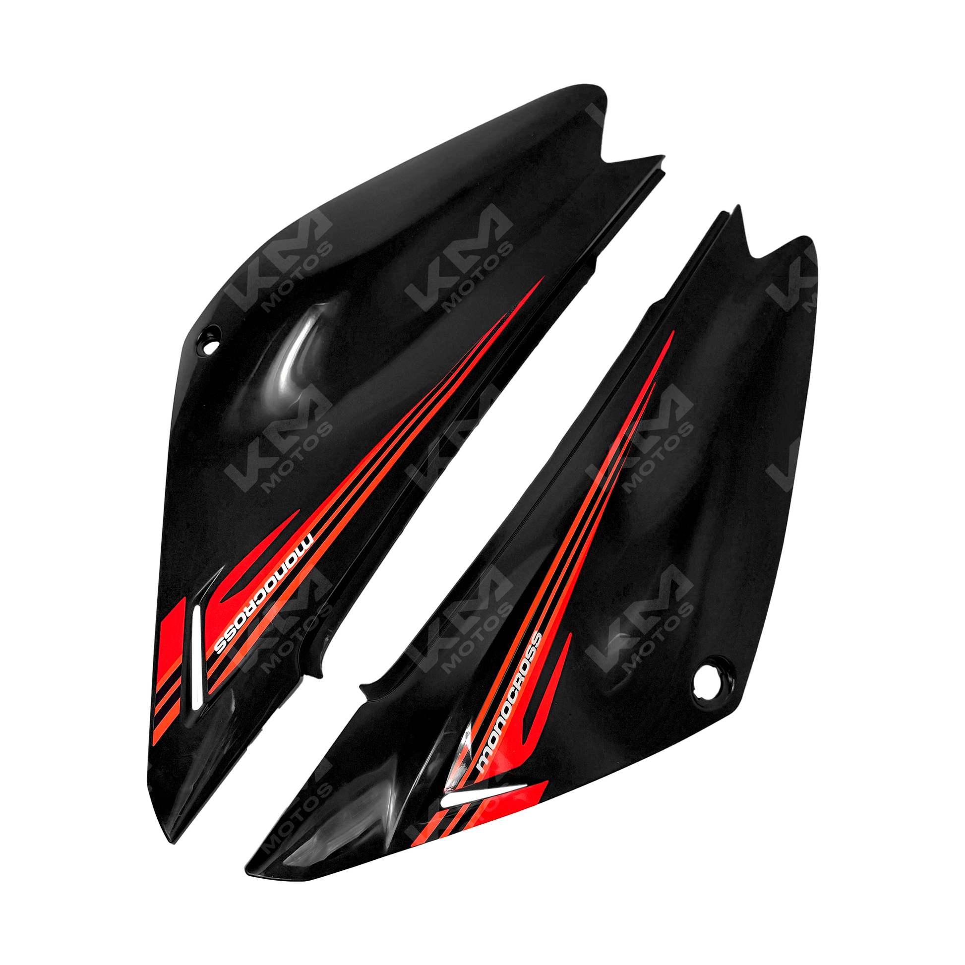 Tapaderas laterales negras para XTZ125 de KM Motos, protección y estilo para la motocicleta.