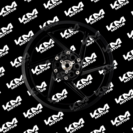 Rin PS180 Pulsar del marca Bajaj, rines de motocicleta con diseño resistente y acabado en color plateado.