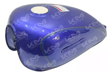 Tanque azul GN-125, con forma cilíndrica y válvula en la parte superior, diseñado para almacenamiento de líquidos.
