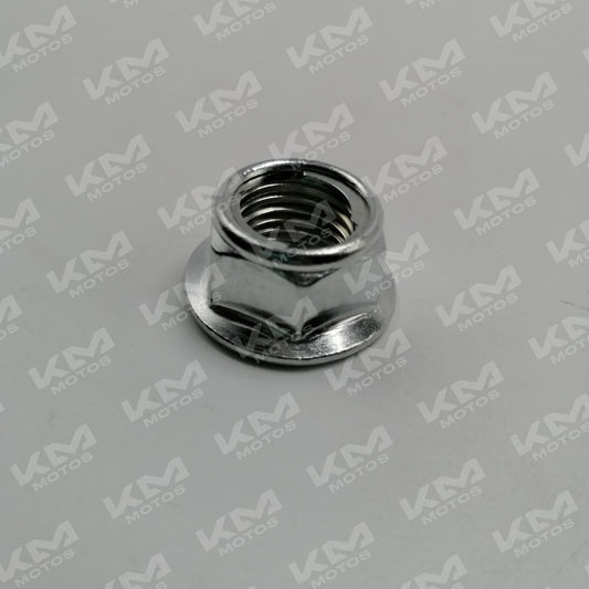 Tuerca de eje trasero universal de la marca Universal, mostrando su forma y tamaño en la imagen.