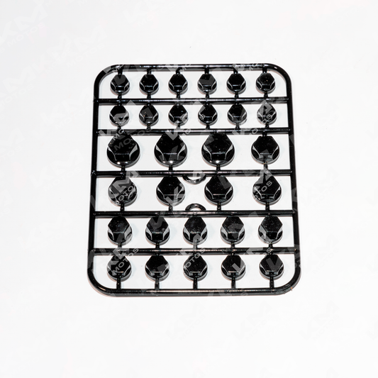 Tapon de tornillos de lujo negro para tornillos de placa, marca Universal, en acabado elegante y resistente.