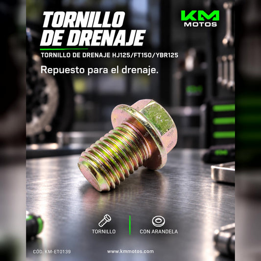 TORNILLO DE DRENAJE HJ125/FT150/YBR125 — KM-ET0139 | KM Motos