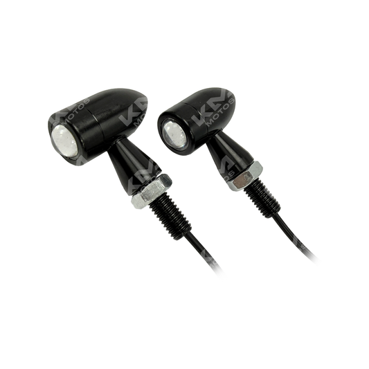 Vías LED mini azules de la marca KM Motos, luces de señalización compactas y modernas para motocicletas.