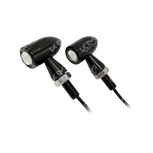 Vías LED mini azules de KM Motos, luces de señalización compactas y modernas para motocicletas.
