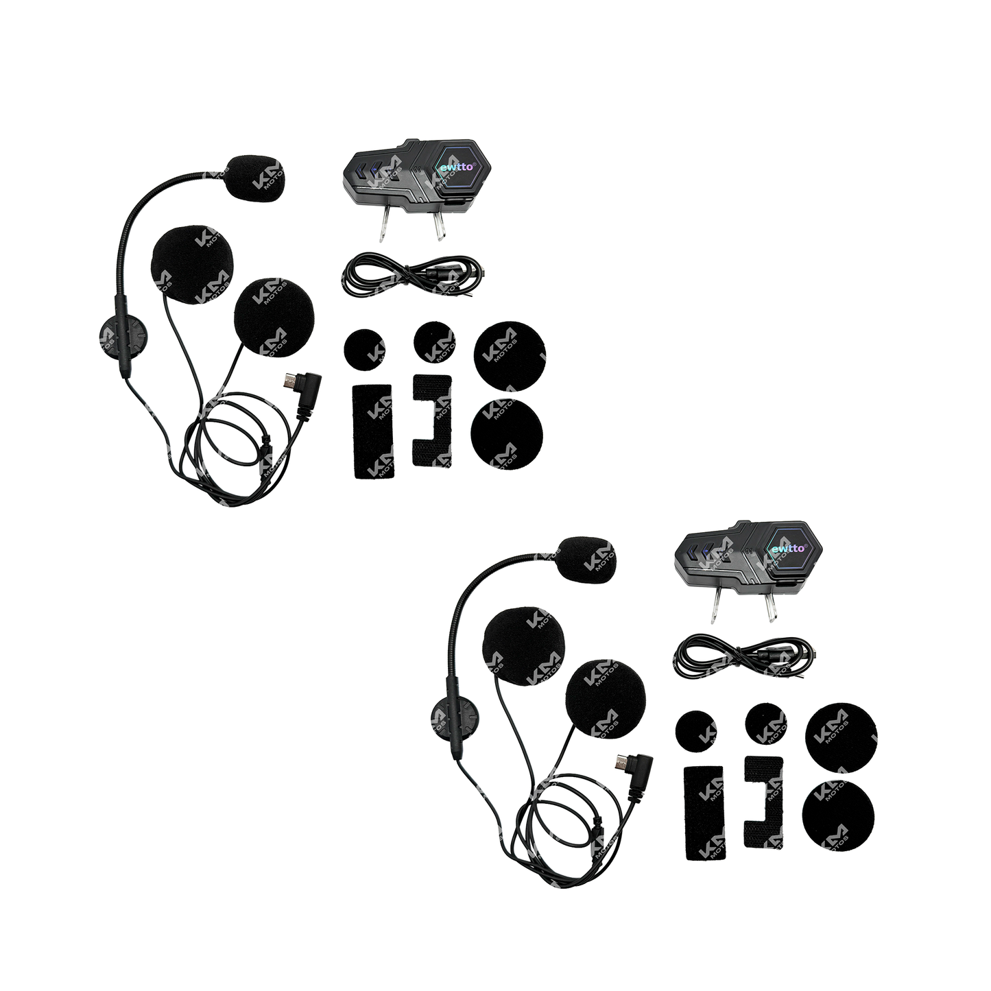 Intercomunicador EWTTO Sencillo enlacable de KM Motos, dispositivo compacto para comunicación en motocicletas.