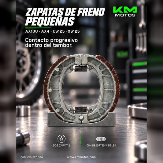 ZAPATA DE FRENO AX100/AX4/CS125/XS125 PEQUENA — KM-EZ0004 | KM Motos