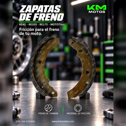 Zapata de freno Bajaj RE4S/RE205/175 para mototaxi, componente de freno con diseño resistente y duradero.