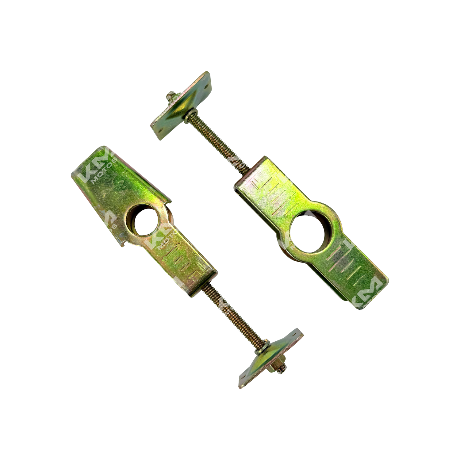 Ajustador de cadena KM Motos para modelos PS135, NS160, NS125, PS180, Boxer150, Discovery135, XR150 y XR190, en color negro.