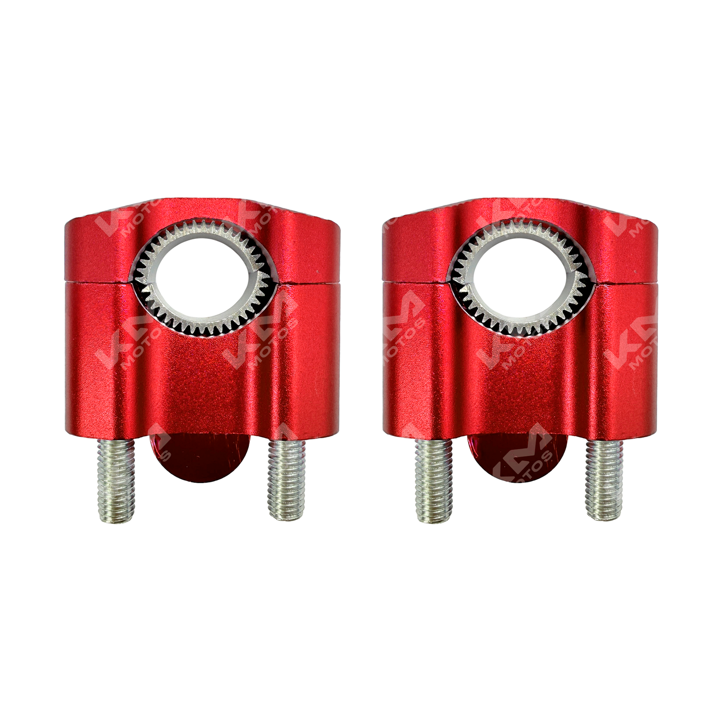 Anclas de timón de lujo rojas para accesorios de timón, marca KM Motos, con acabado elegante y diseño robusto.
