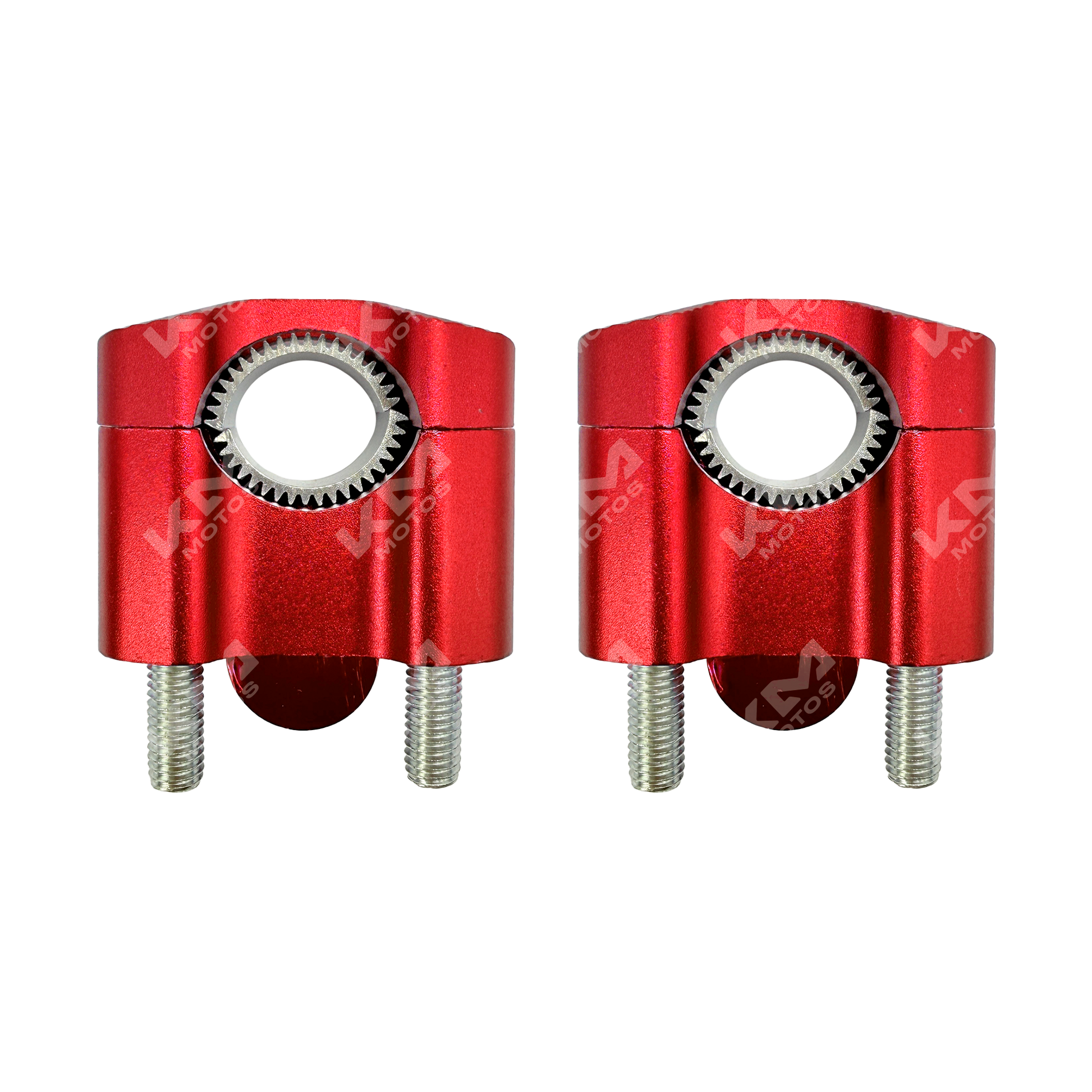 Anclas de timón de lujo rojas para accesorios de timón, marca KM Motos, con acabado elegante y diseño robusto.