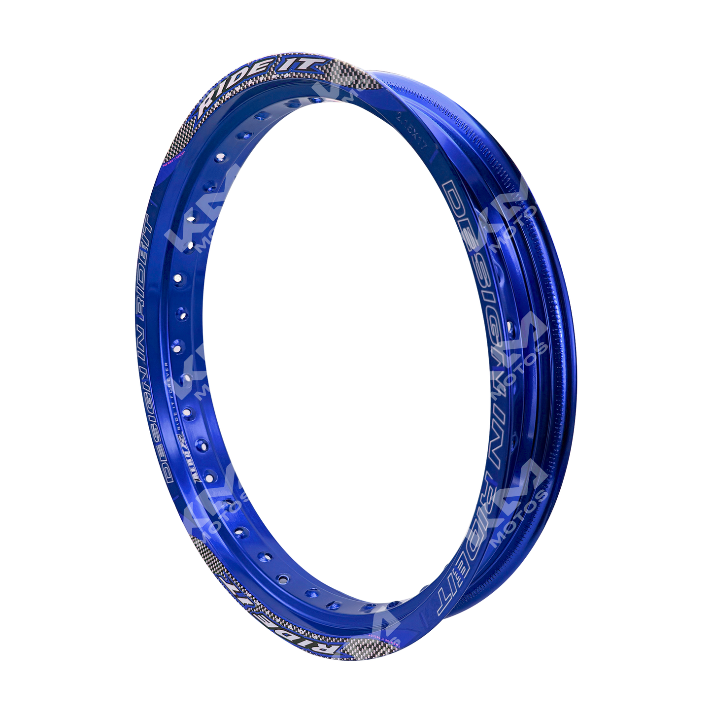 Rueda de aluminio azul para motocicleta KM Motos 2.15x17, neumático y llanta ligera y resistente.