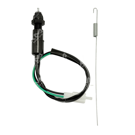 Bulbo de freno universal trasero de KM Motos, vista de cerca mostrando el componente para sistemas de frenos de motocicleta.