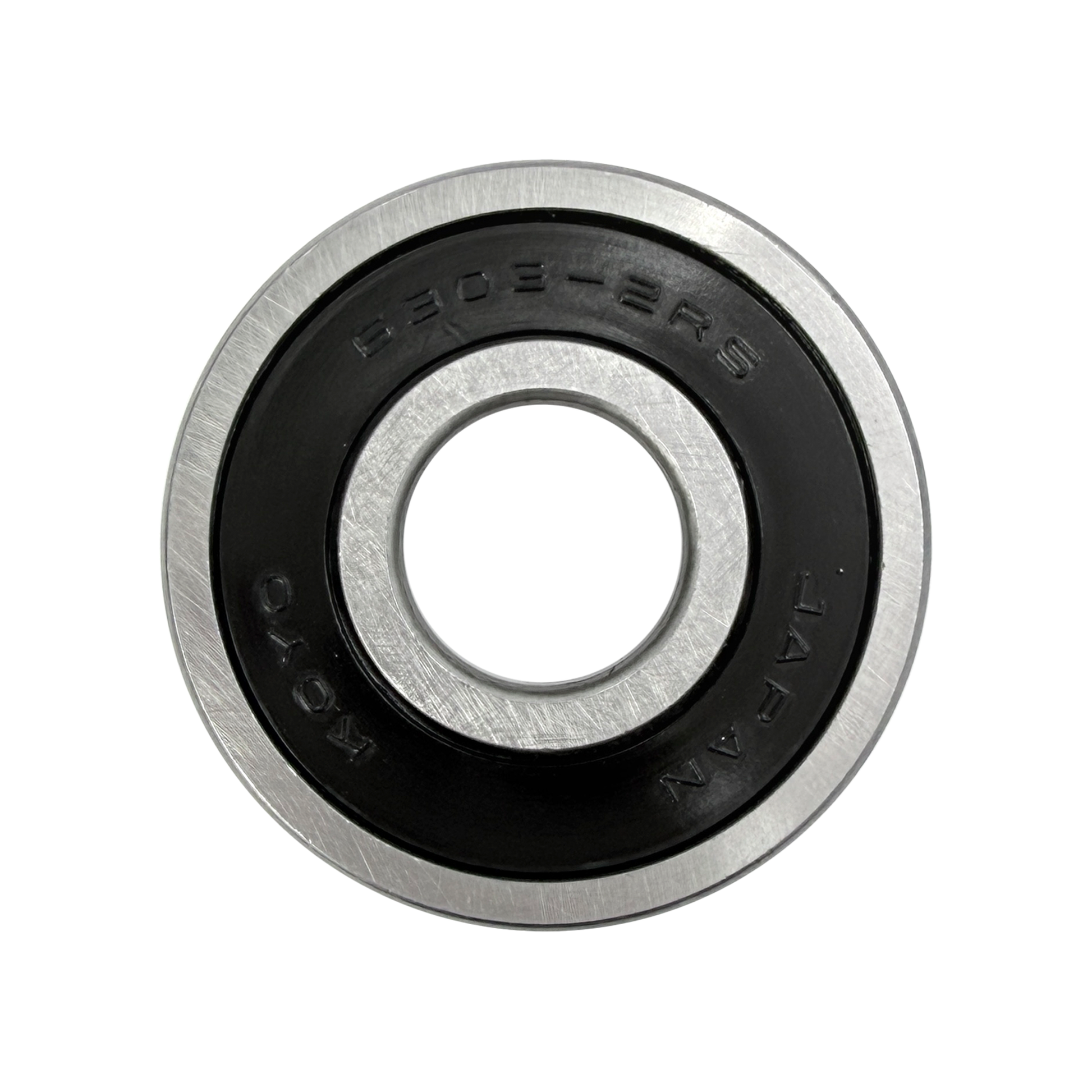 Balineras KM Motos modelo 6303, componentes metálicos para motocicletas, vista en la imagen.
