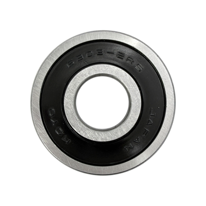 Balineras KM Motos modelo 6303, componentes metálicos para motocicletas, vista en la imagen.