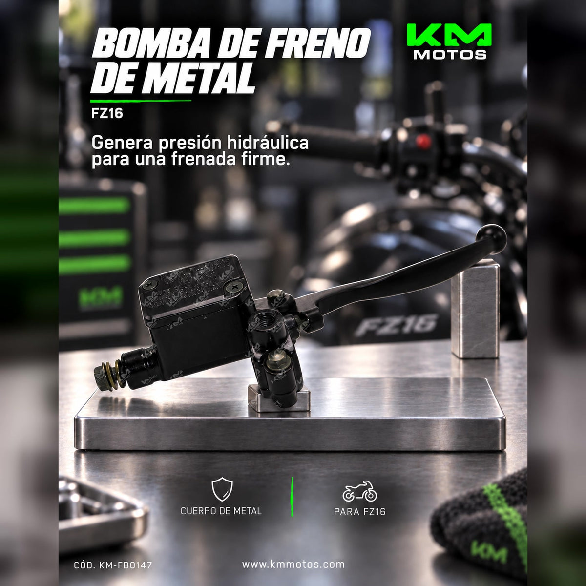 BOMBA DE FRENO FZ16 DE METAL — KM-FB0147 | KM Motos