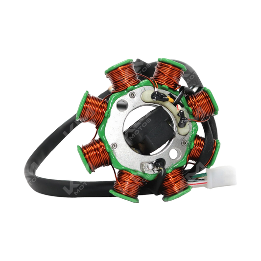 Bobina de magneto KM Motos para RTR180 y RTR160, componente de encendido visible en la imagen.