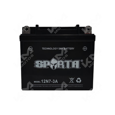 BATERIA 12N7-3A SELLADA SPARTA/DM200,FT150,RT180,YZF450,XM200GYB,RAYDER200,SHINERAY200,HAOJUE DK150,RYDER HC150,RYDER HC250 CROSS,HONDA XL200