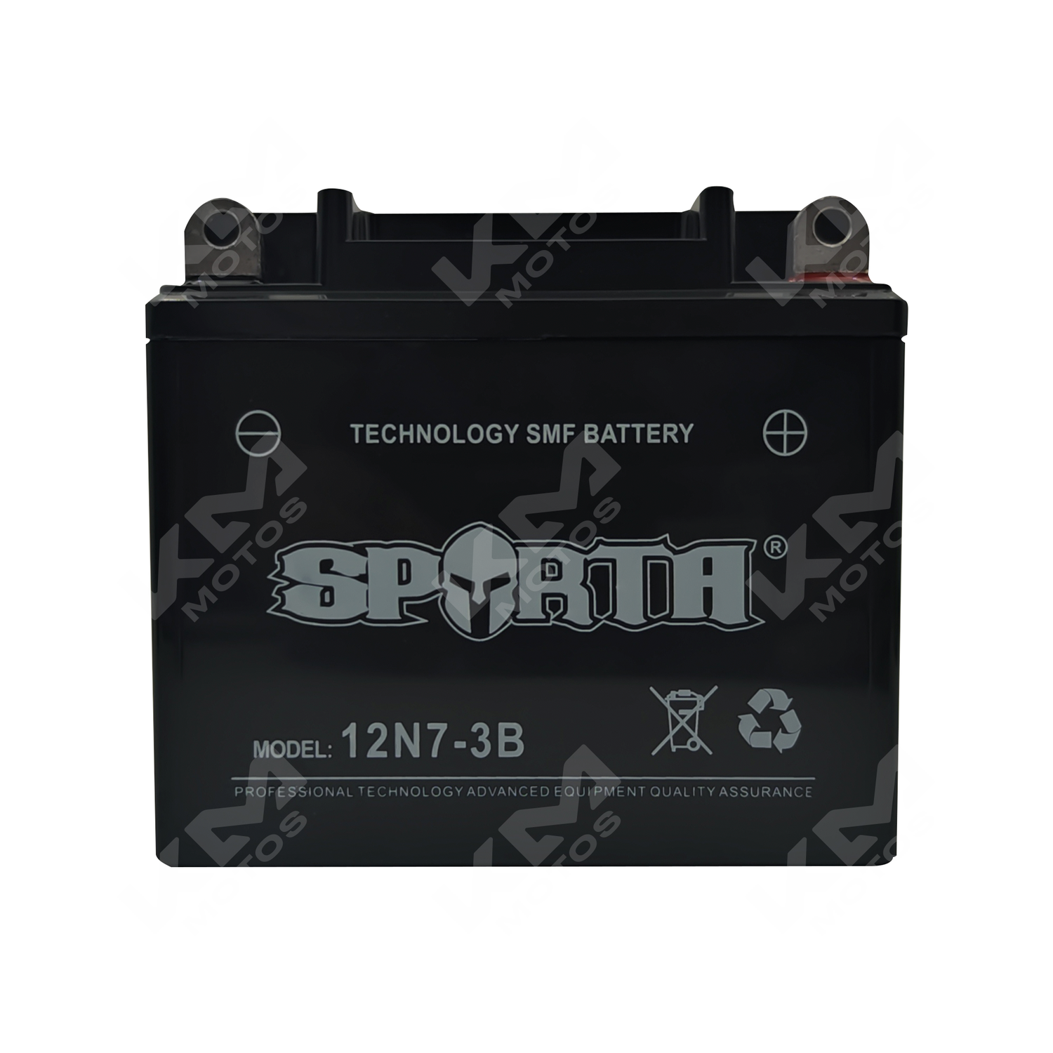 Batería sellada KM Motos 12N7-3B para ATV y motos HAOJUE 150, RKS150, RC150, FT150, ATV200, ATV180, vista frontal