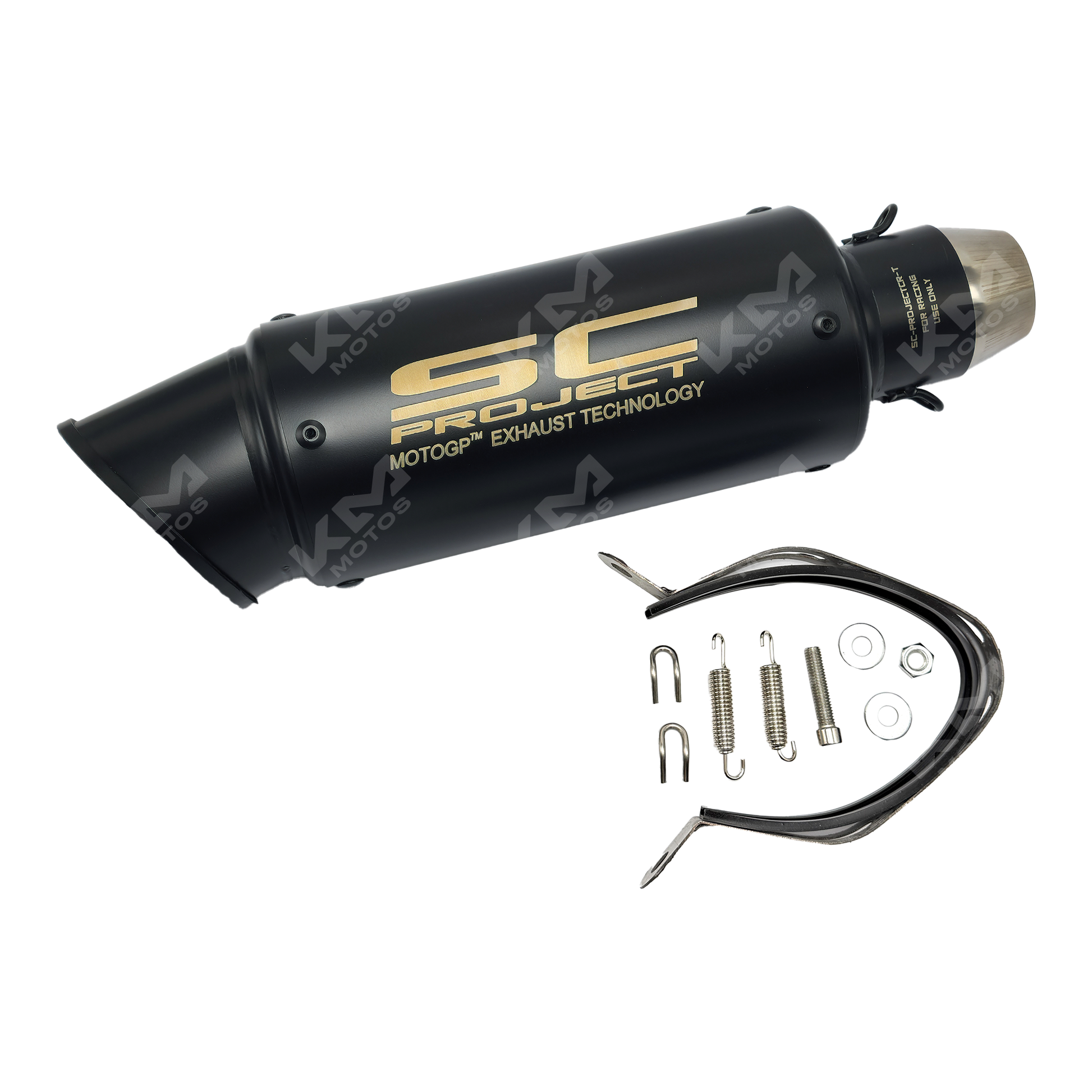 Báuzca universal con silenciador KMMOTOSHN M04, componente para motocicleta, muestra la parte con silenciador y detalles del producto