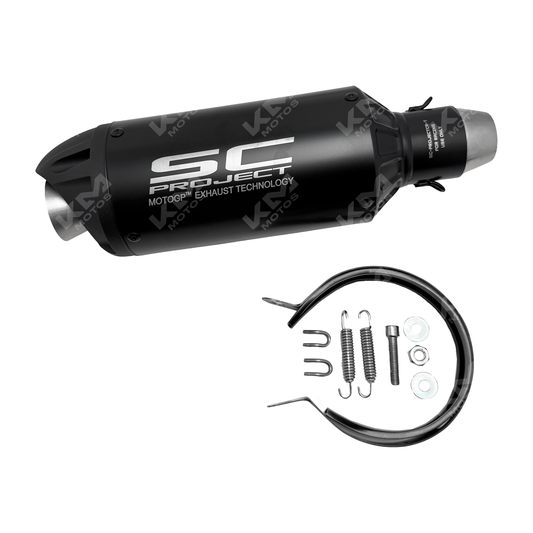 Silenciador universal BAZUCA KM Motos M88 con diseño compacto y compatible con diferentes motocicletas, en color negro