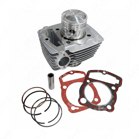 Kit de cilindro CB150/WY150 con cadena, componentes de cilindro para motos, imagen que muestra las piezas del kit.