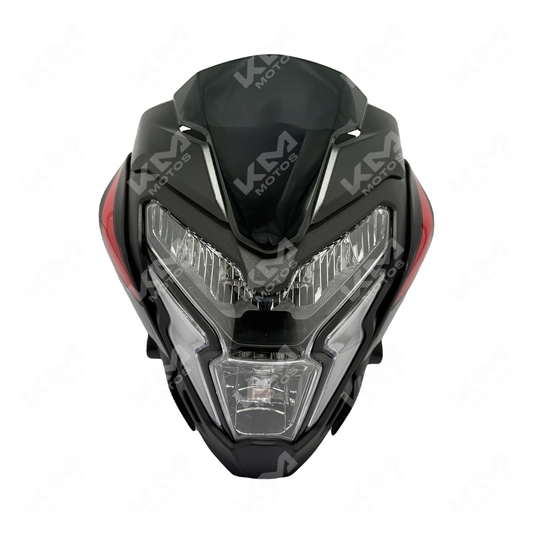 Carena LED NS200 Pulsar completa moderna de KM Motos, diseño moderno y acabado en color negro para motocicleta.