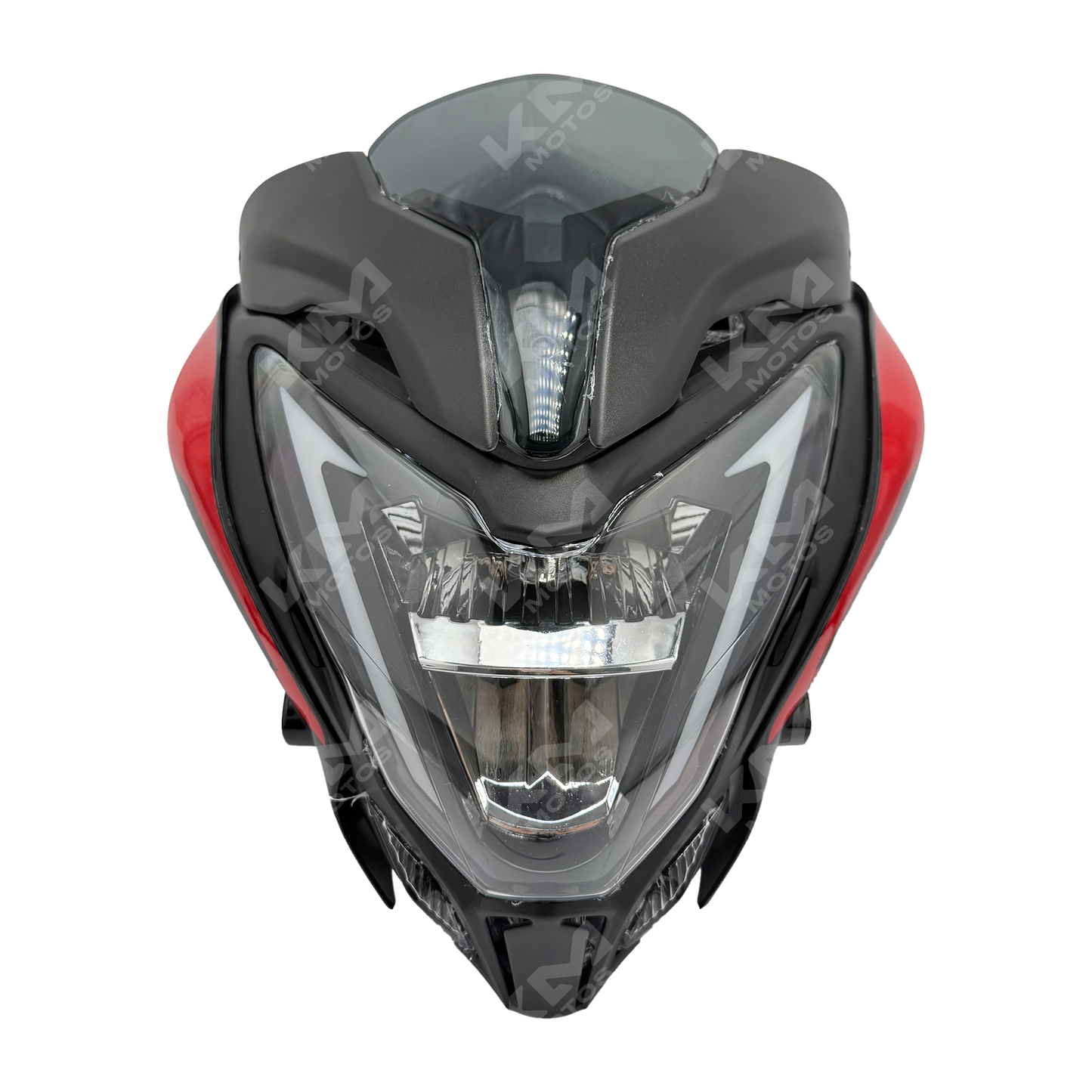 Carena completa CARENA LED NS200 Pulsar roja de KM Motos, con luces LED y acabado en color rojo brillante.
