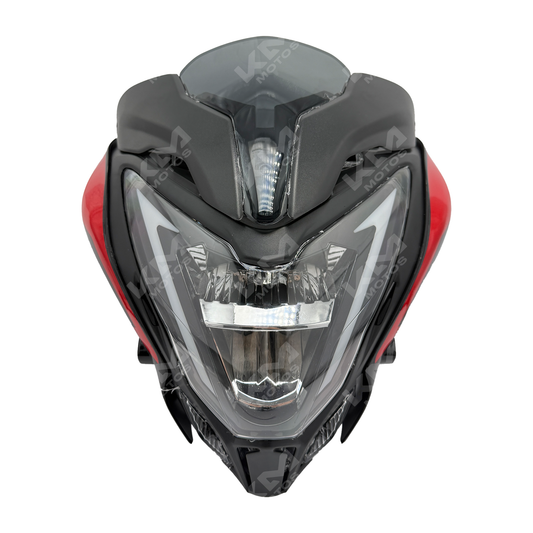Carena completa CARENA LED NS200 Pulsar roja de KM Motos, con luces LED y acabado en color rojo brillante.