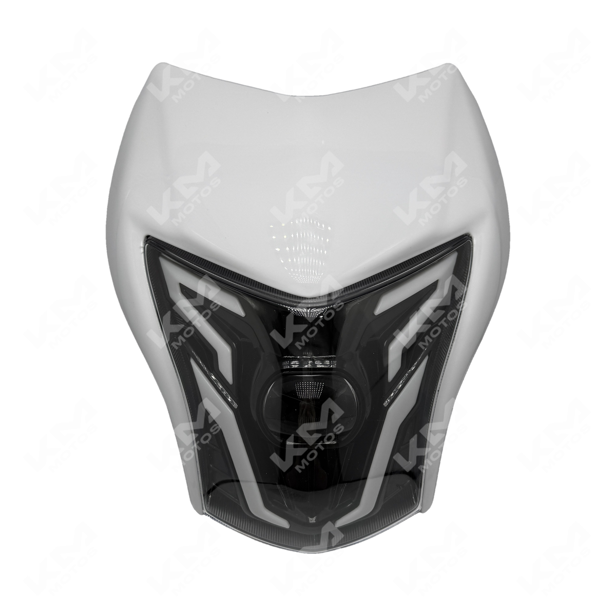Careta de protección LED KM Motos para XR150L y FXR200L, con diseño resistente y visera clara para motociclistas.