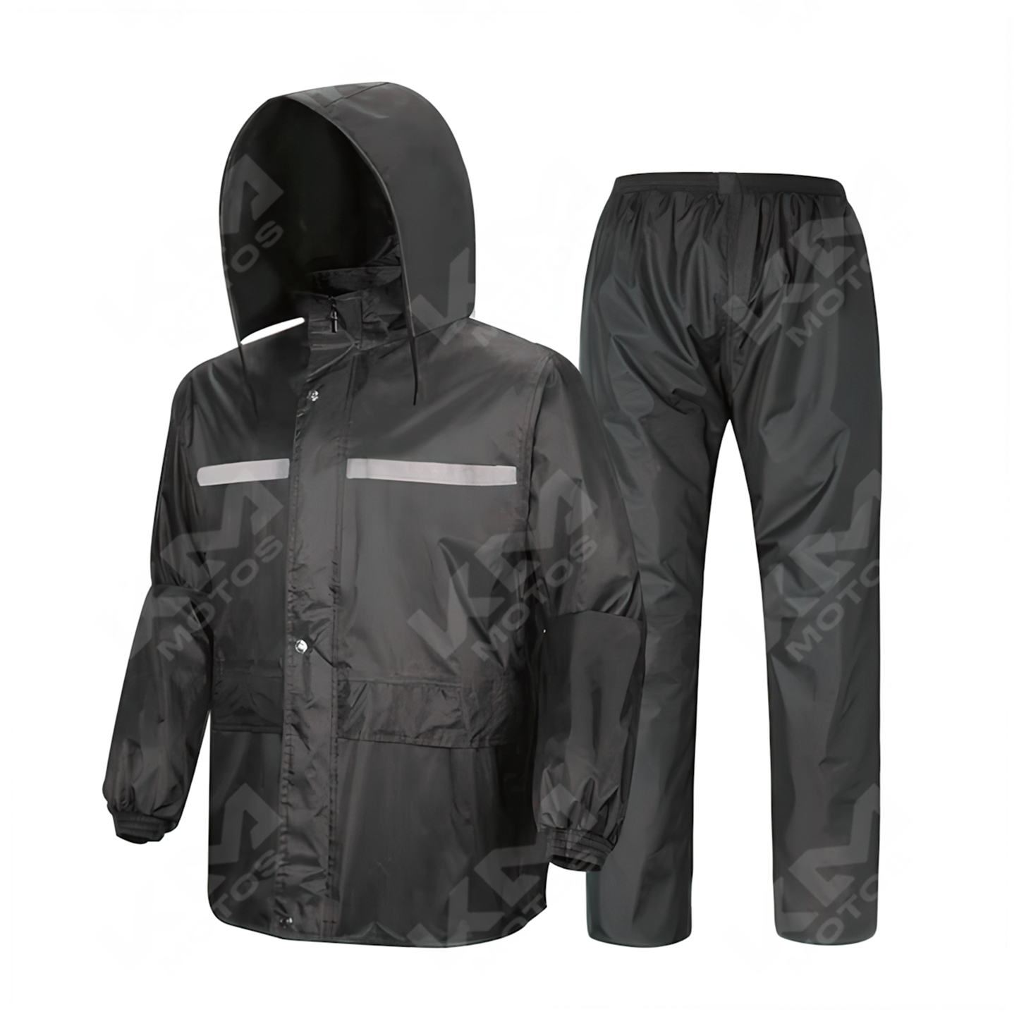Capote para moto impermeable KM Motos, doble, con capucha y costuras selladas para protección contra la lluvia.