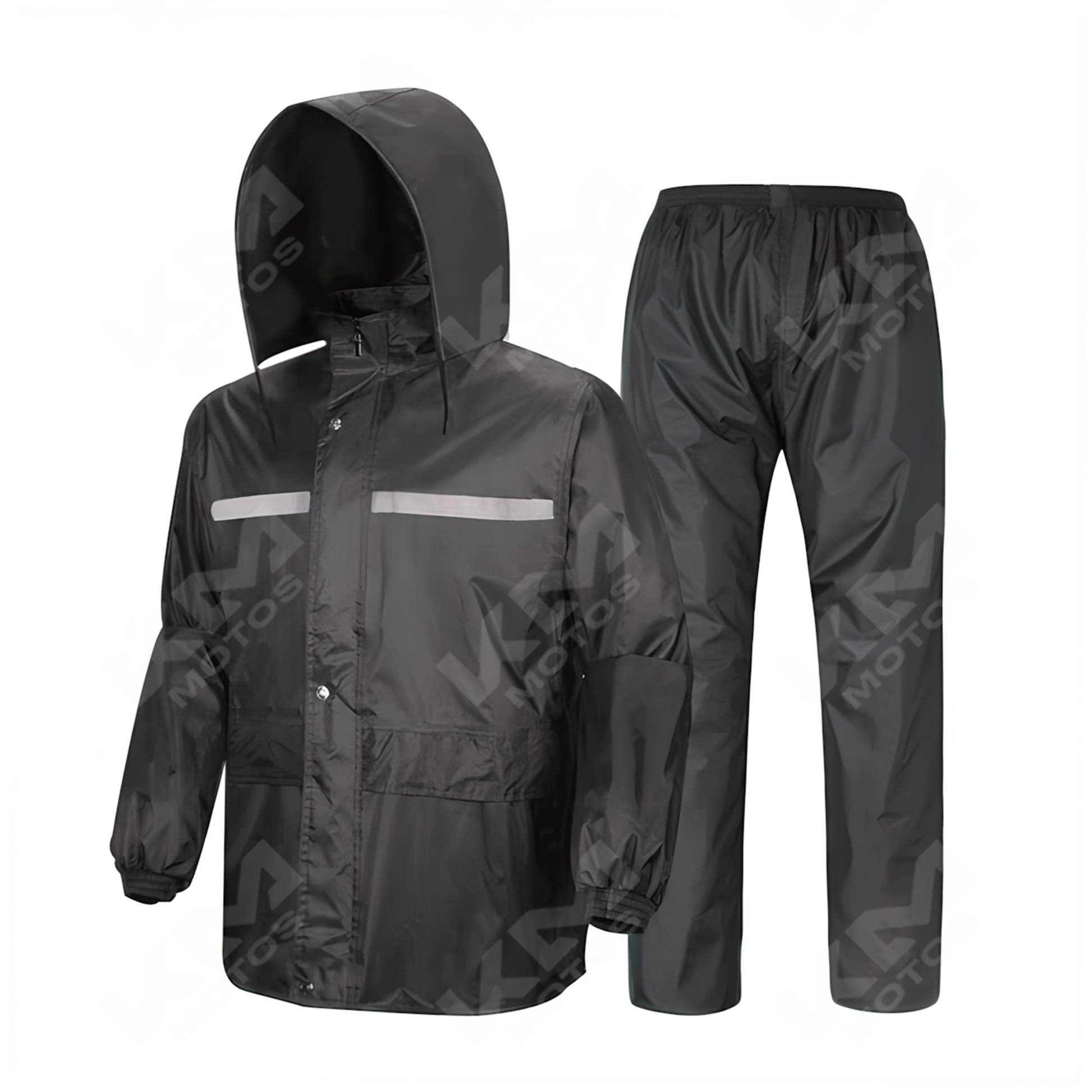 Capote para moto impermeable KM Motos, doble, con capucha y costuras selladas para protección contra la lluvia.