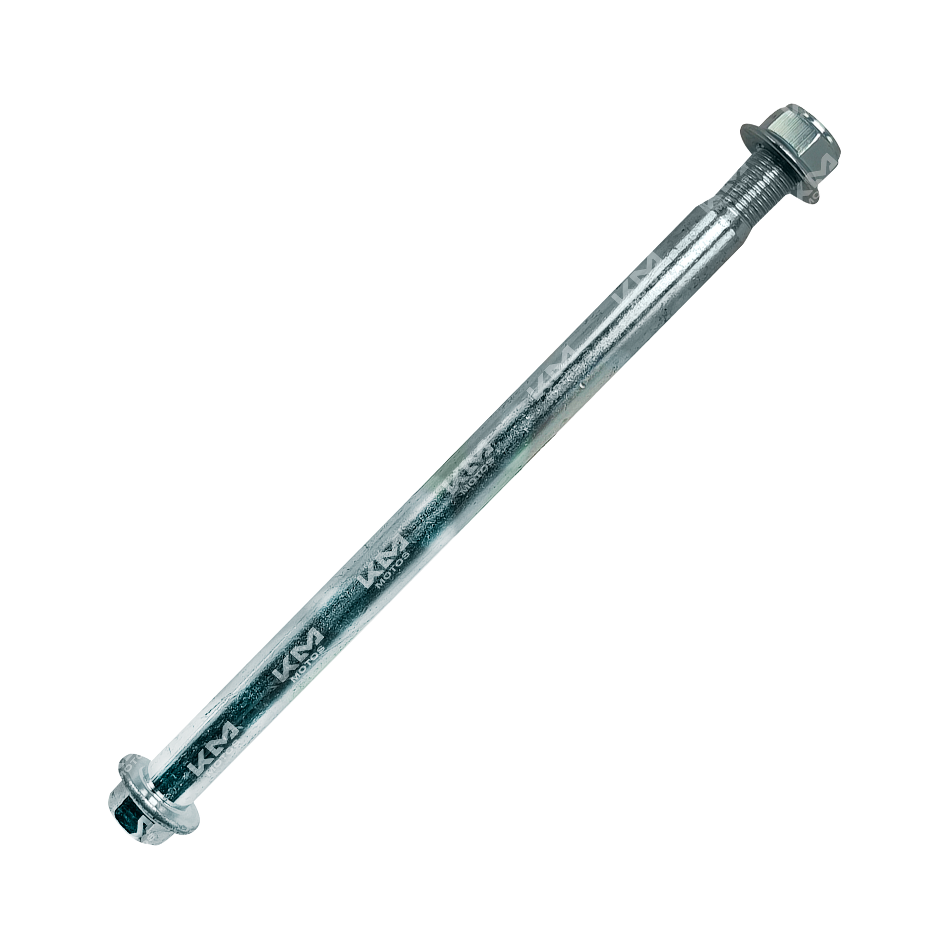 Eje delantero 15x230 para Yamaha YBR 125, componente de motocicleta KM Motos, imagen del eje montado y listo para instalación