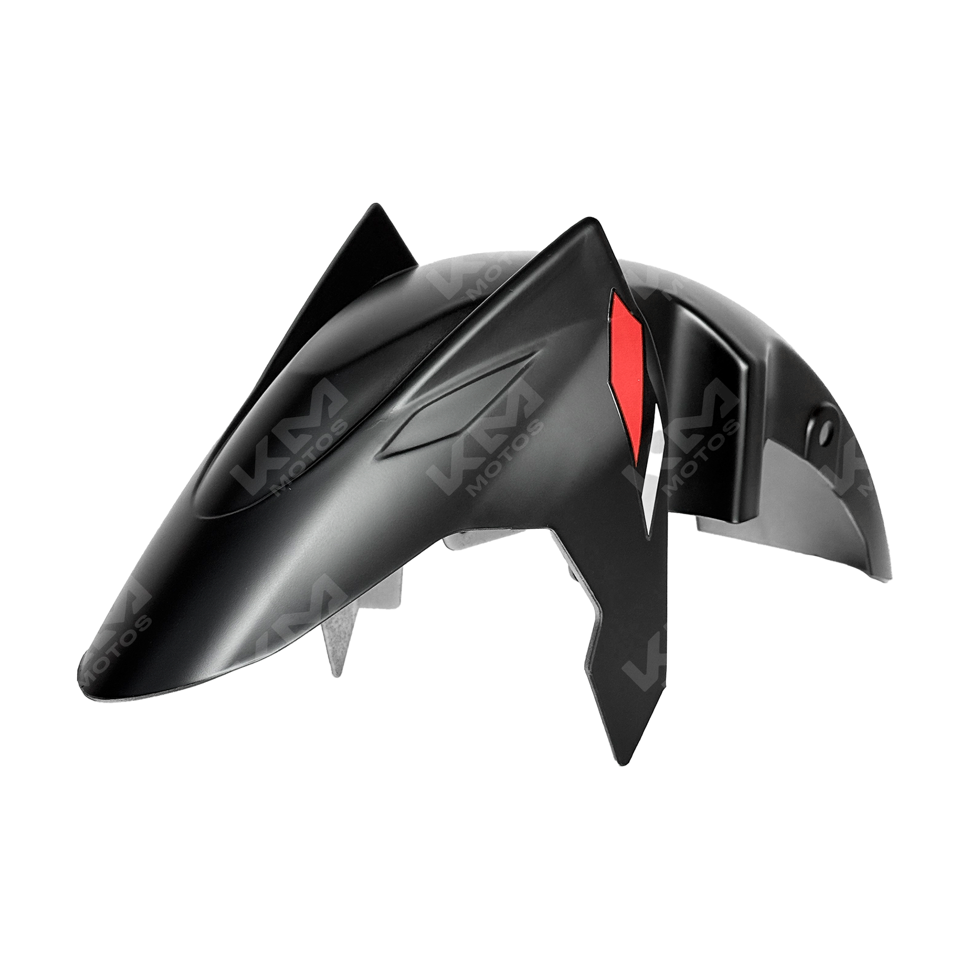 Guardafango delantero para CG125 Racing en negro, fabricado por KM Motos, muestra el diseño resistente y aerodinámico.