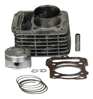 Cilindro negro Universal de 198cc para motor CG200, GYA, TX200, modelo 67, con detalles visibles en la imagen.