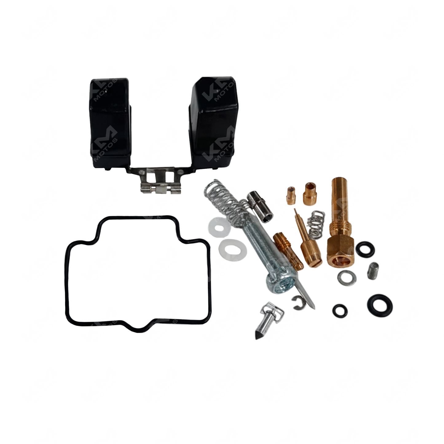 Kit de reparación de carburador para FZ16 de KM Motos, incluye componentes esenciales para mantenimiento y reparación.