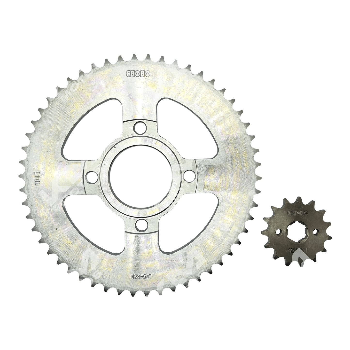 Kit de tracción para motos CG150 y FT150, con bujes 54T/15T, de alta calidad y compatibilidad OEM, marca KM Motos.