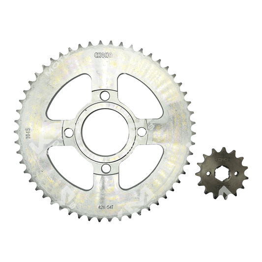 Kit de tracción para motos CG150 y FT150, con bujes 54T/15T, de alta calidad y compatibilidad OEM, marca KM Motos.